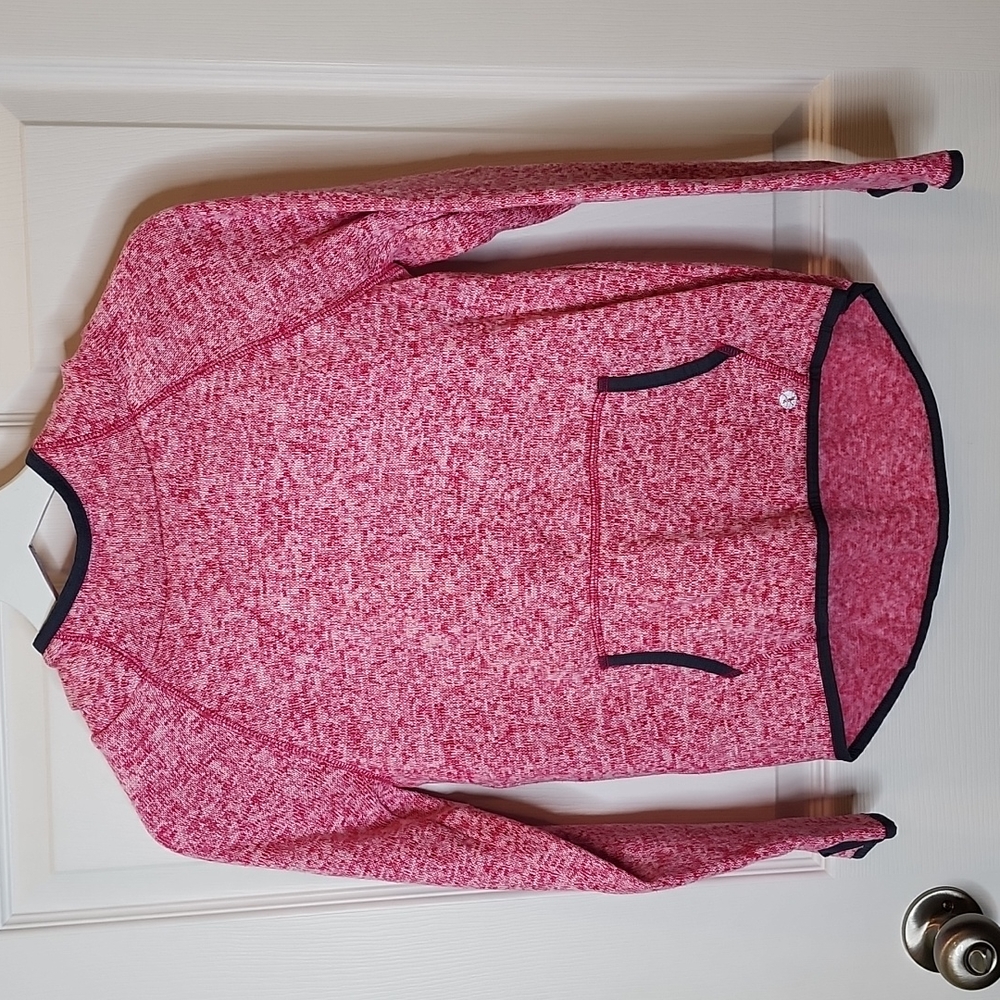 Xersion Heathered Pink & White Hoodie With Thumb Holes, Girls Size M (10-12)